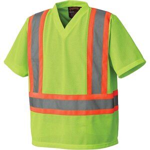 🆕Pioneer Men Green BreathableVisibility Work Safety Polyester Mesh T Shirt